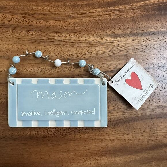 Department 56 Sandra Magsamen Boys Name Tag Ornament Decor Ceramic Plaque MASON - Picture 6 of 6